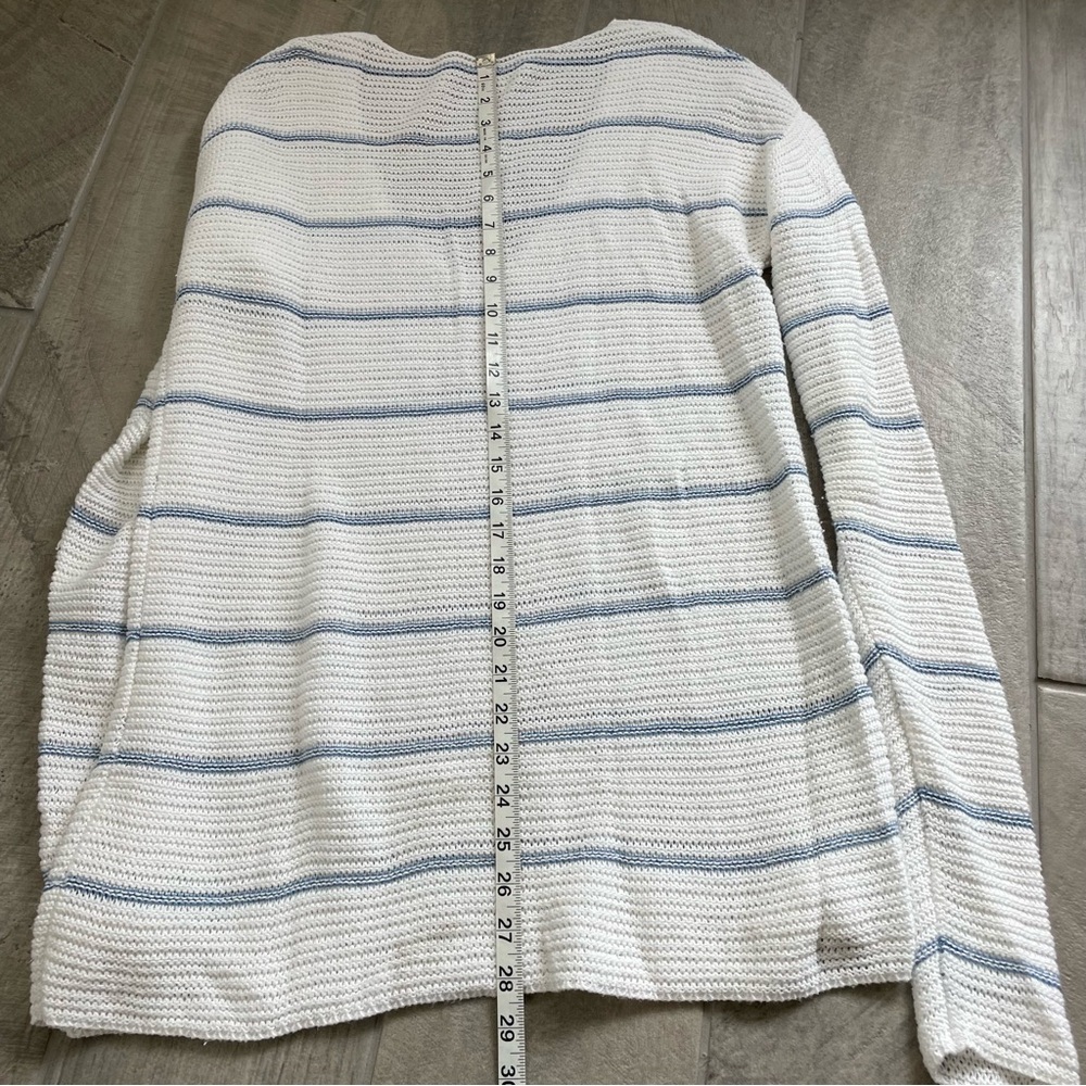 Faherty Knit Sweater Tunic Nautical Beach Striped Size Medium V-neck - Picture 7 of 8